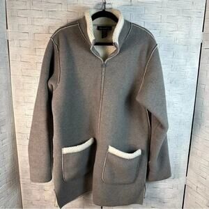 Denim & Co. Gray Flieth short jacket cream, lighting‎ pockets, winter plus size